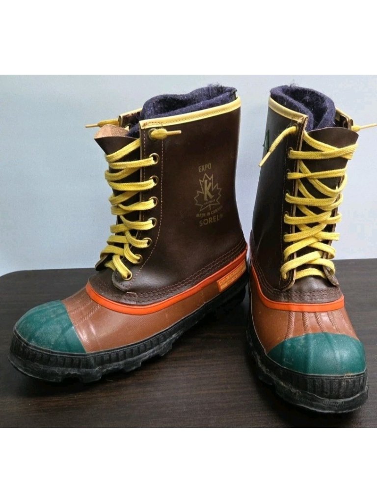 Vtg 70's 80’s Sorel Kaufman Expo Steel Toe Made In Canada Boots Wool Liner Men 8